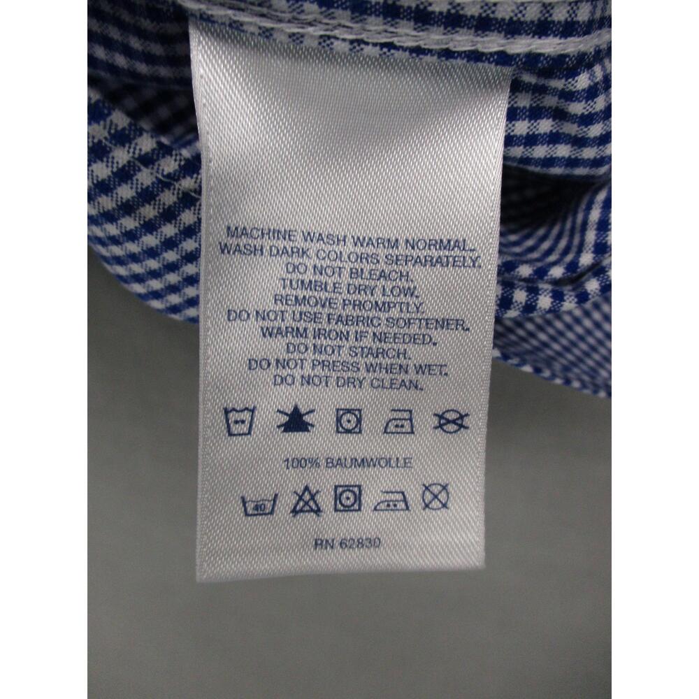 Lands End Blue Classic Checkered Workwear Oxford Shirt ButtonDown Size 16-1/2 35 - Picture 5 of 10
